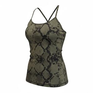 Lululemon Power Y Tank Snake Print Olive Black Built In Bra Size 6 Yoga Top